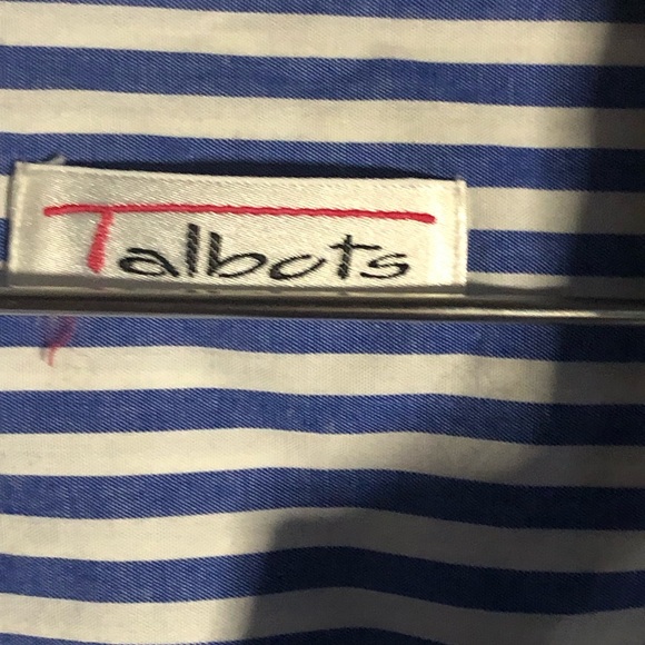 Talbots Vintage Blue and White Striped Button-Up Shirt - Picture 3 of 6